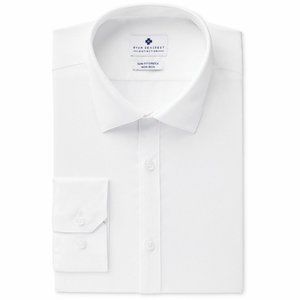 Ryan Seacrest Men Slim-Fit White Long-Sleeve Non-Iron Dress Shirt 16.5 32/33